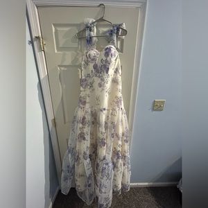 Purple flower prom dress